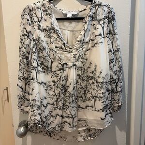 Diane Von Furstenberg Floral Black and White Women's Top
